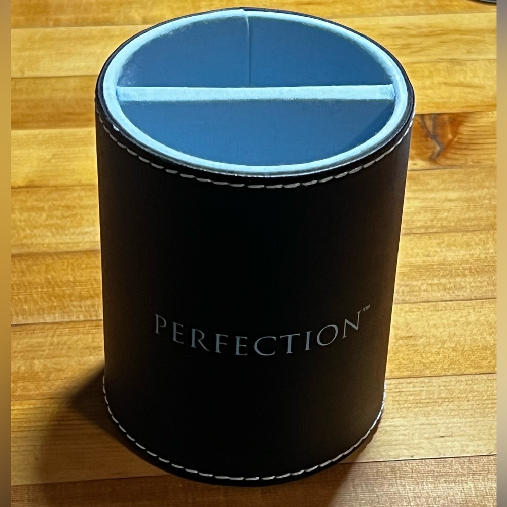 Faux leather brush holder with 2 compartments